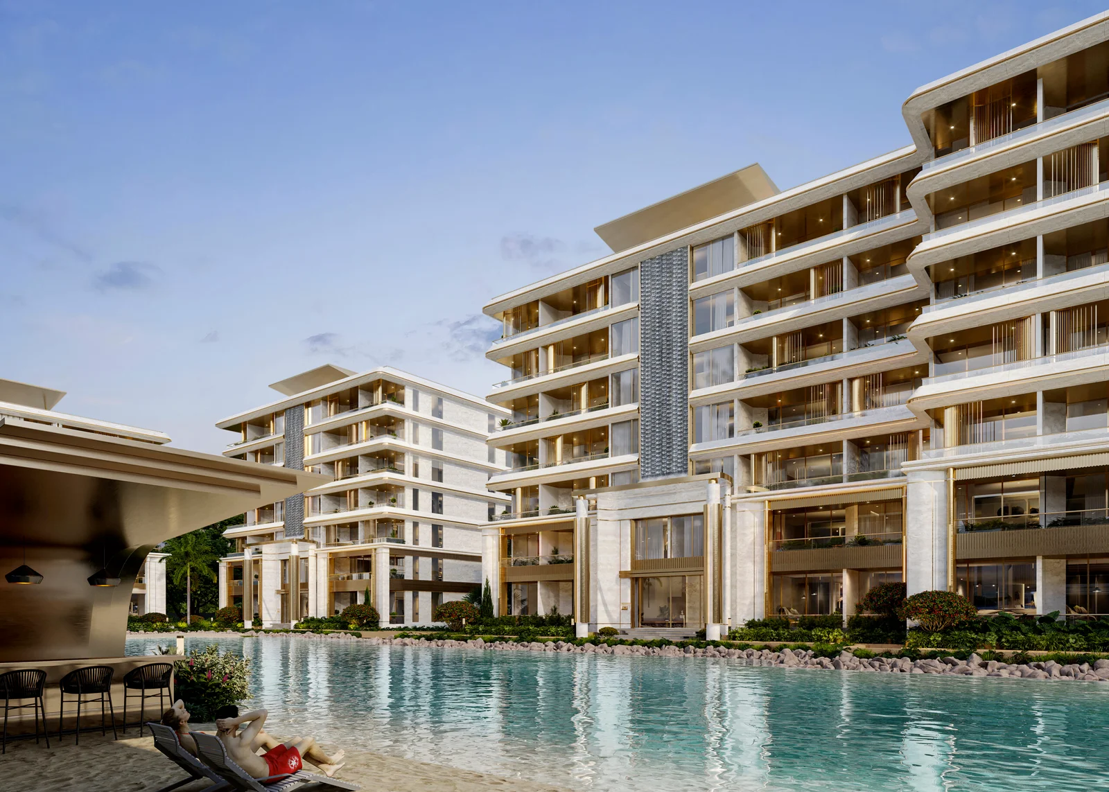 luxury sky villa apartment with floor-to-ceiling windows
